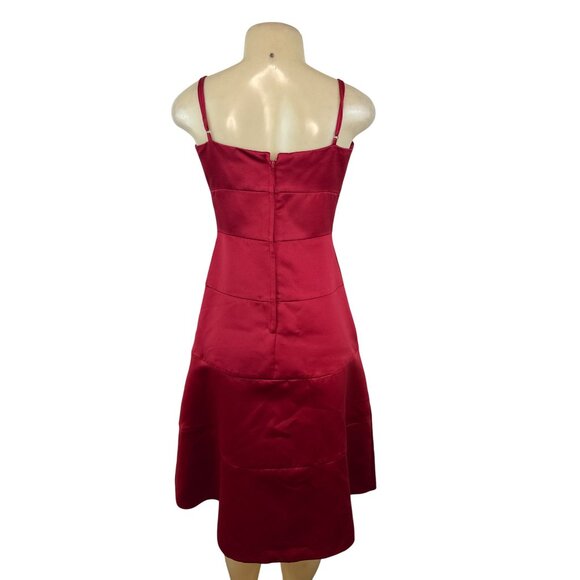 BCBGMAXAZRIA Red Sleeveless Satin Spaghetti Strap Midi Dress Sz 6 - Picture 3 of 7